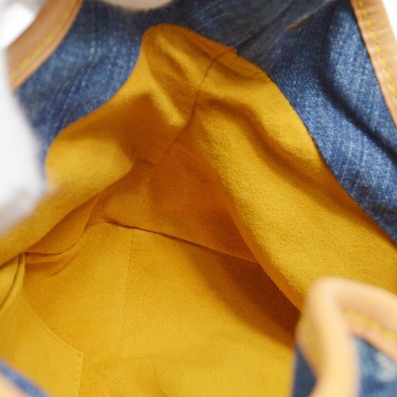 Authenticity Guarantee LOUIS VUITTON PLEATY HANDBAG PURSE INDIGO MONOGRAM DENIM - Picture 7 of 11